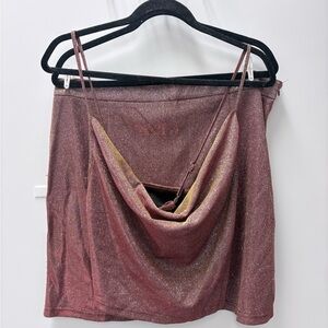 SHEIN Sz 2XL Two Piece Metallic Rose Top/Skirt